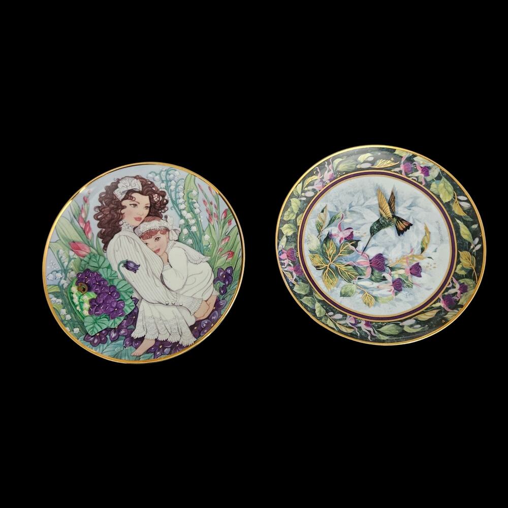 Franklin Mint Collector Plates Set of 2 Hummingbird Who Can I Turn To Limited Ed